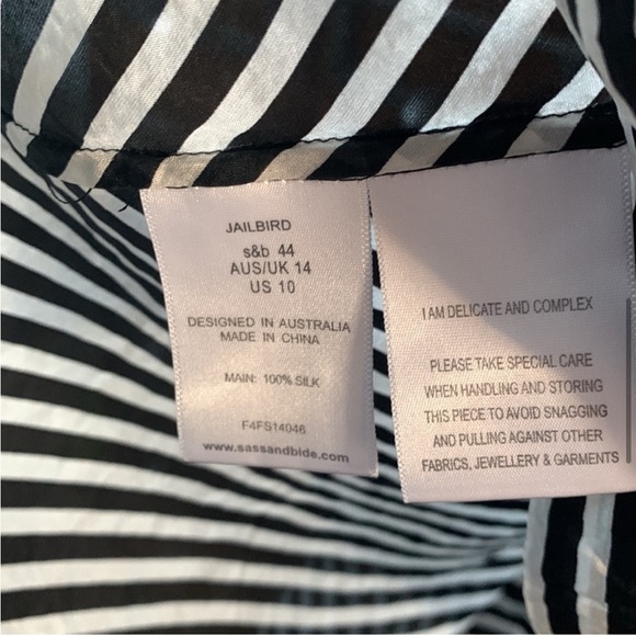 Silk tunic tank top black and white stripe size 10 - Picture 4 of 7